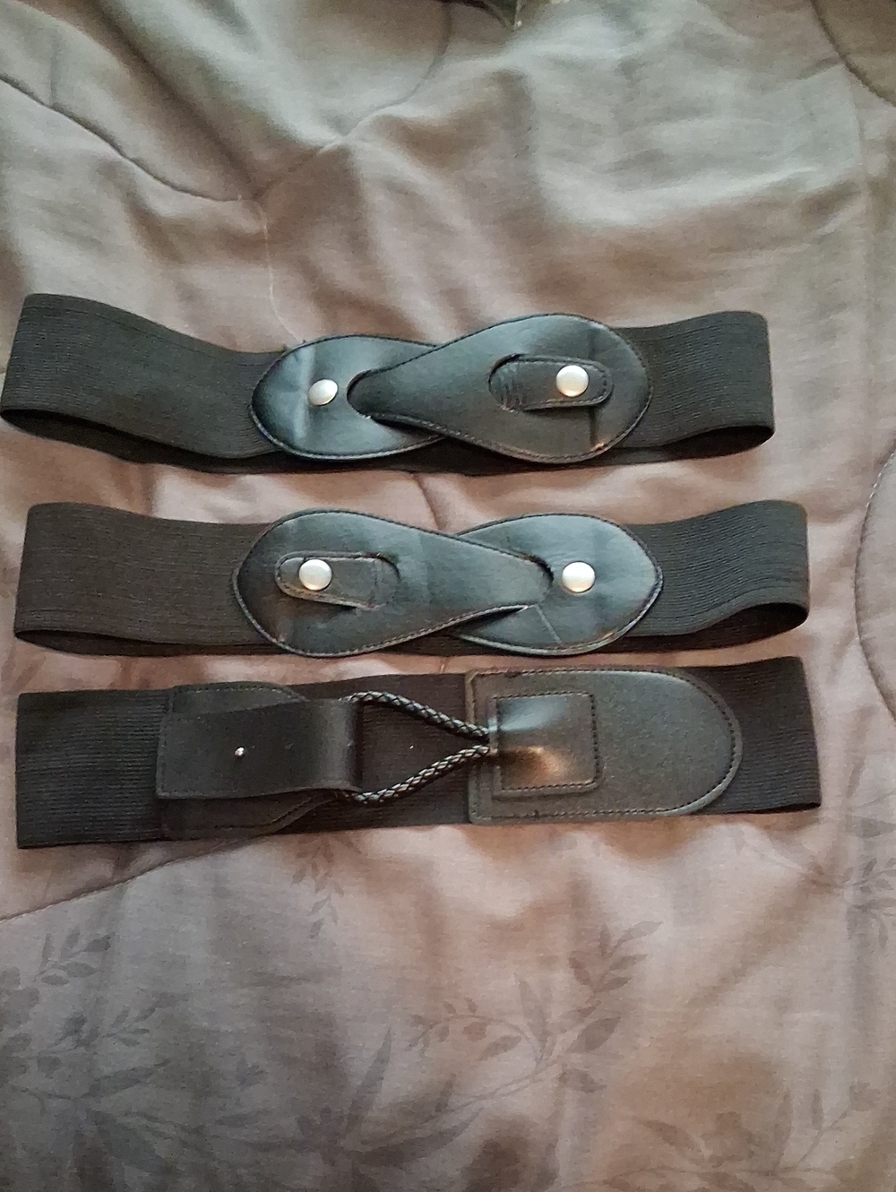 Black Elastic Wide Waist Belts - Set of 3
